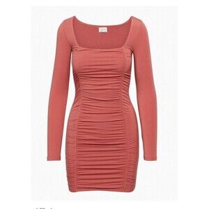 Wilfred Lydia Mini Dress Ruched Rosy‎ Red Rouge Rose Size Large